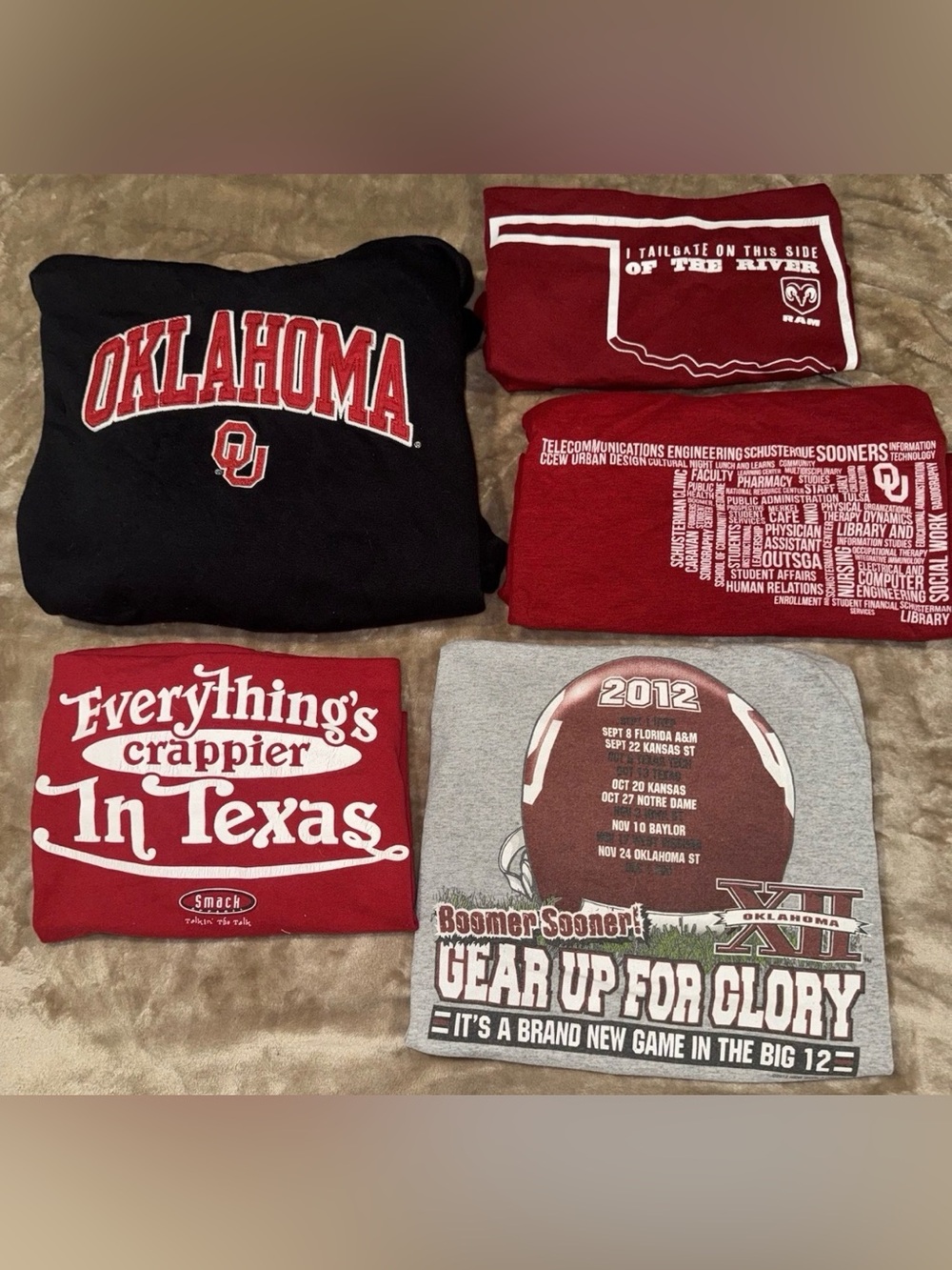 Oklahoma University Sooners Champion  Sweatshirt Hoodie and bundle of OU tshirts